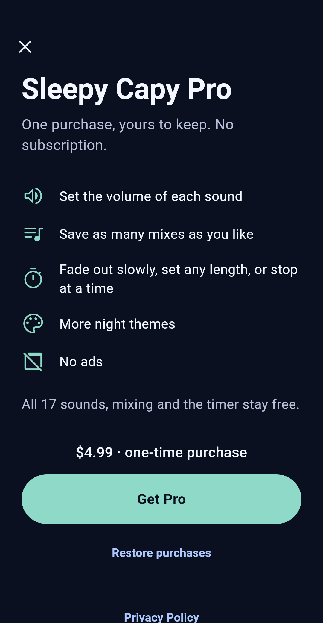 Premium upgrade screen